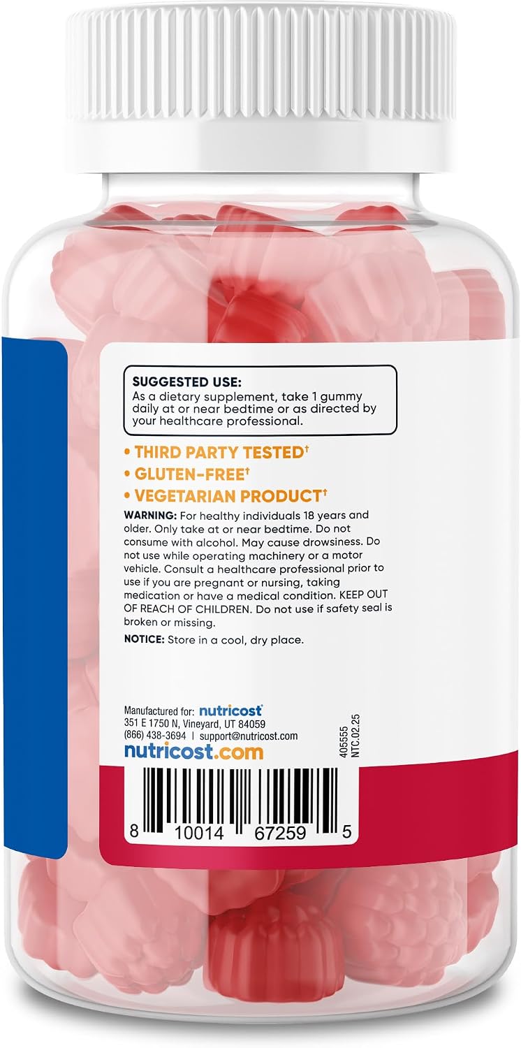 Nutricost Melatonin 3mg Strawberry 180 Gummies – Night-time Sleep Support