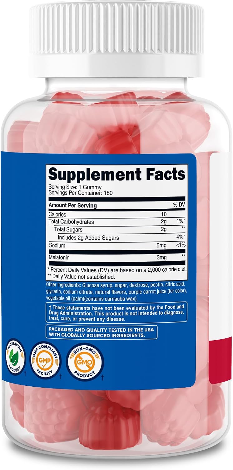 Nutricost Melatonin 3mg Strawberry 180 Gummies – Night-time Sleep Support