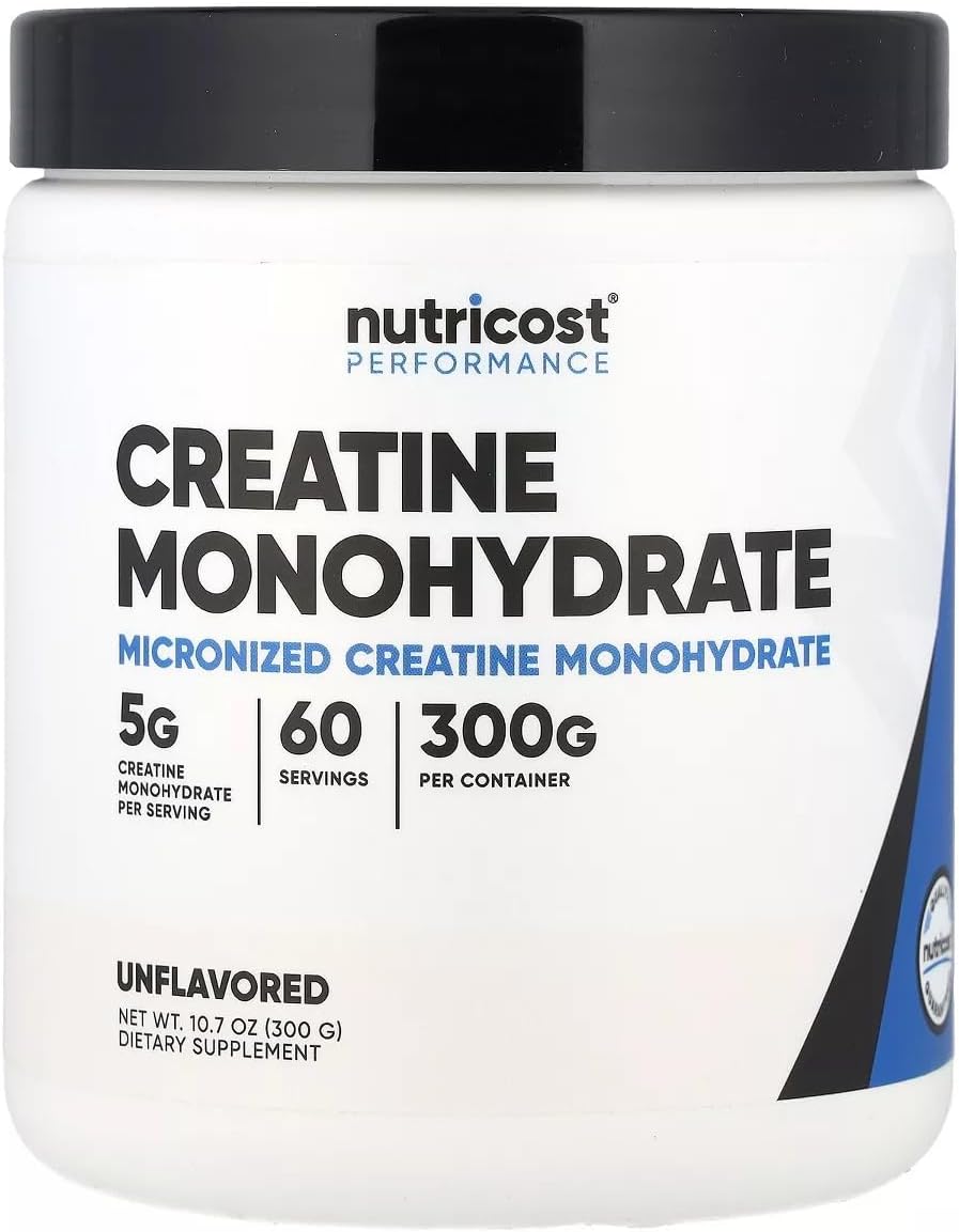 Nutricost Creatine Monohydrate Unflavoured 300g – 5g Per Serving For Strength & Performance
