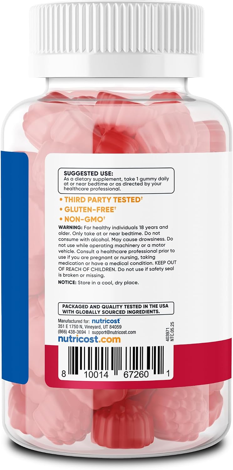 Nutricost Melatonin 5mg Strawberry 180 Gummies – Night-time Sleep Support