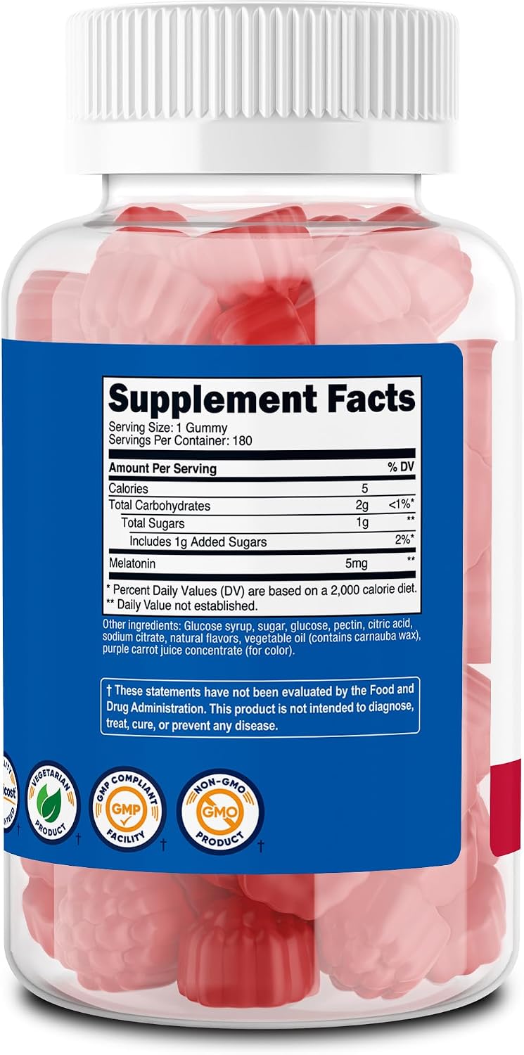 Nutricost Melatonin 5mg Strawberry 180 Gummies – Night-time Sleep Support