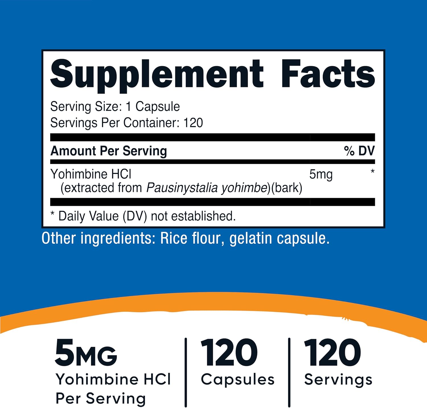 Nutricost Yohimbine Hcl 5mg 120 Capsules – Extra Strength Yohimbine Formula