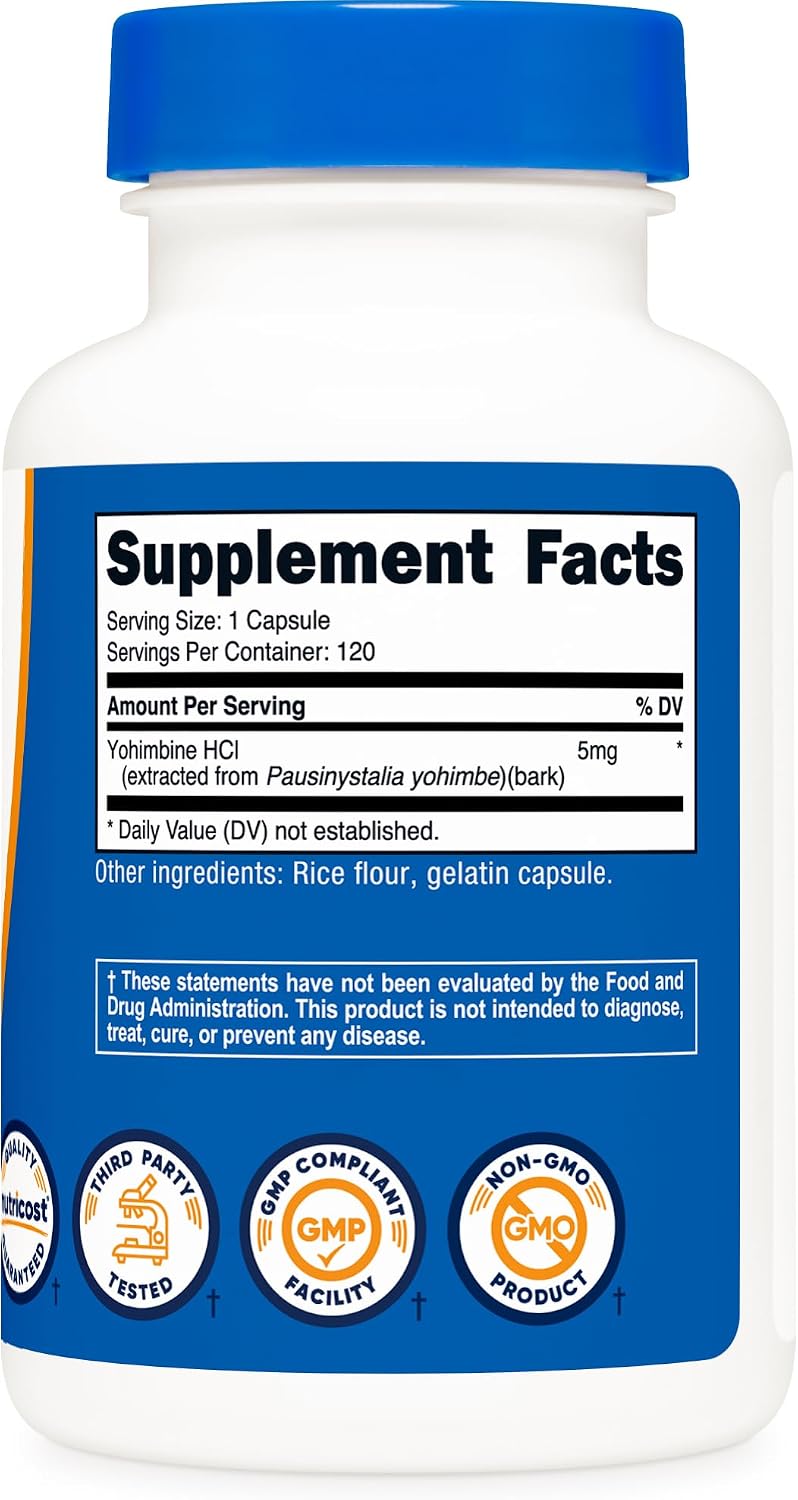 Nutricost Yohimbine Hcl 5mg 120 Capsules – Extra Strength Yohimbine Formula