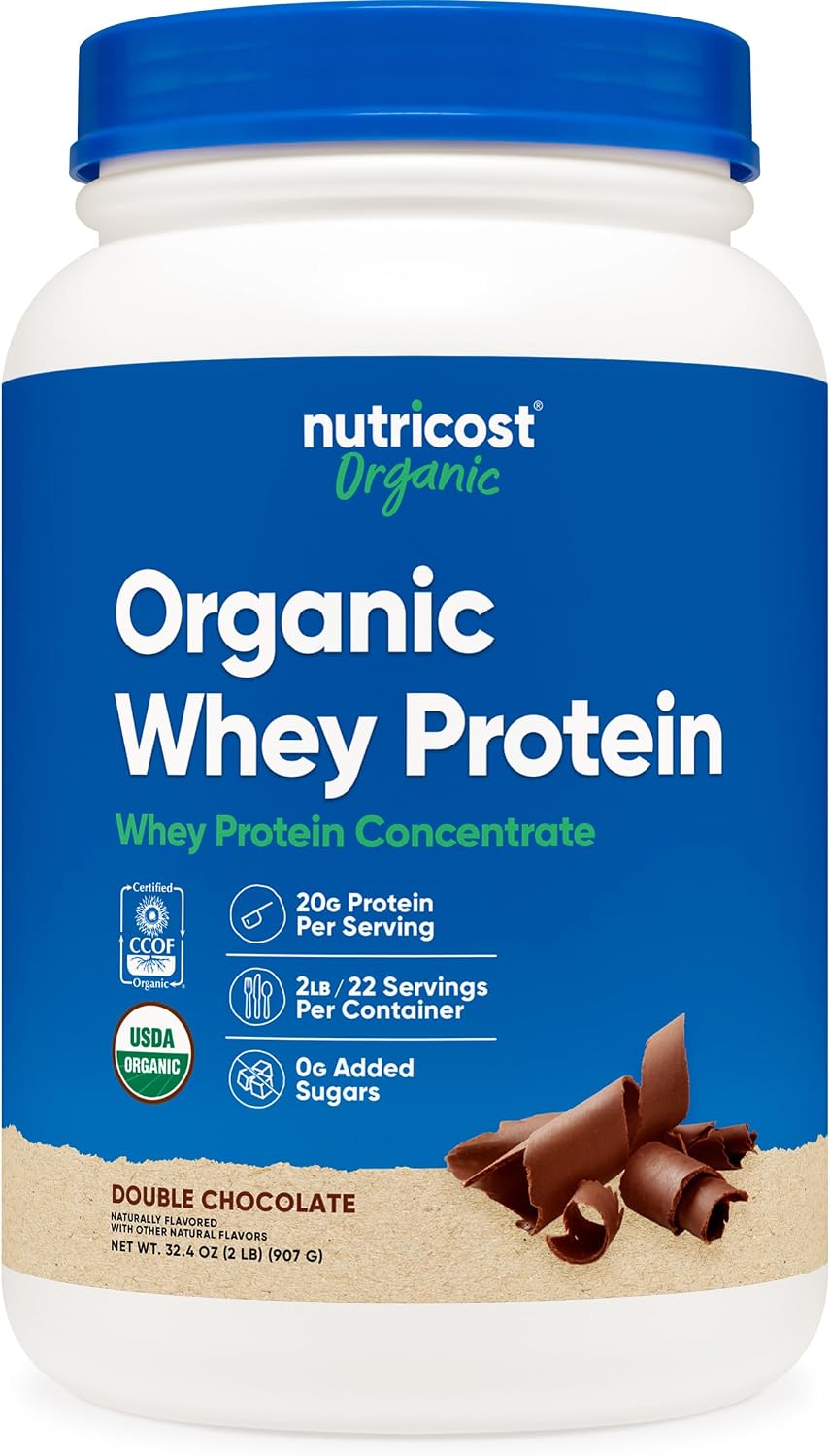 Nutricost Organic Whey Protein Concentrate Double Chocolate 2lb – Supports Muscle Recovery & Daily Protein Intake