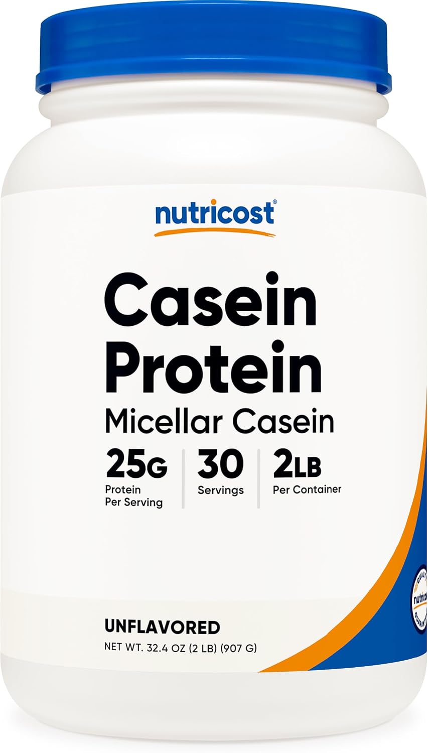 Nutricost Casein Protein Powder Unflavored 2lb – Slow-digesting Protein For Sustained Muscle Recovery