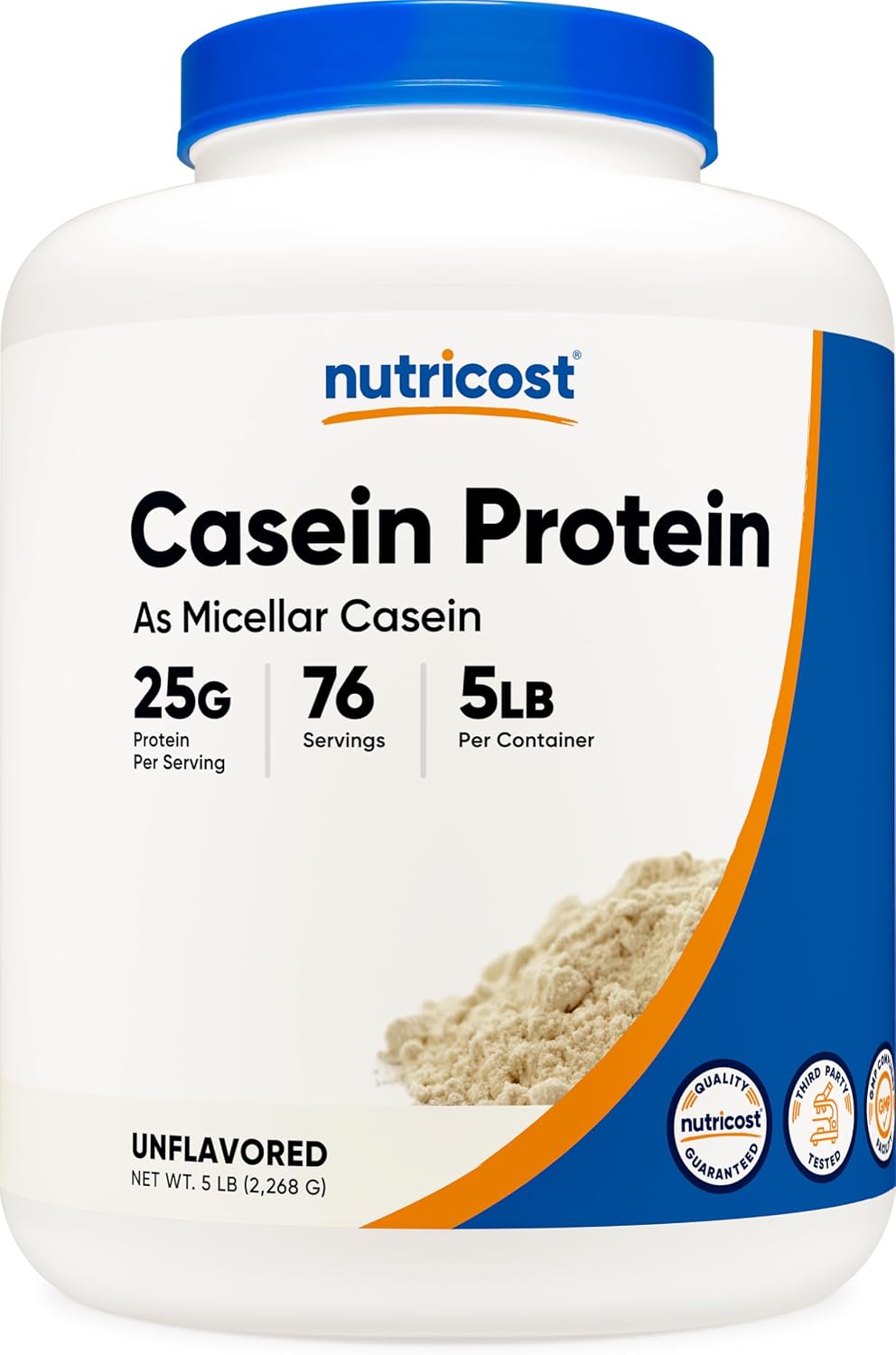 Nutricost Casein Protein Powder Unflavored 5lb – Slow-digesting Protein For Sustained Muscle Recovery