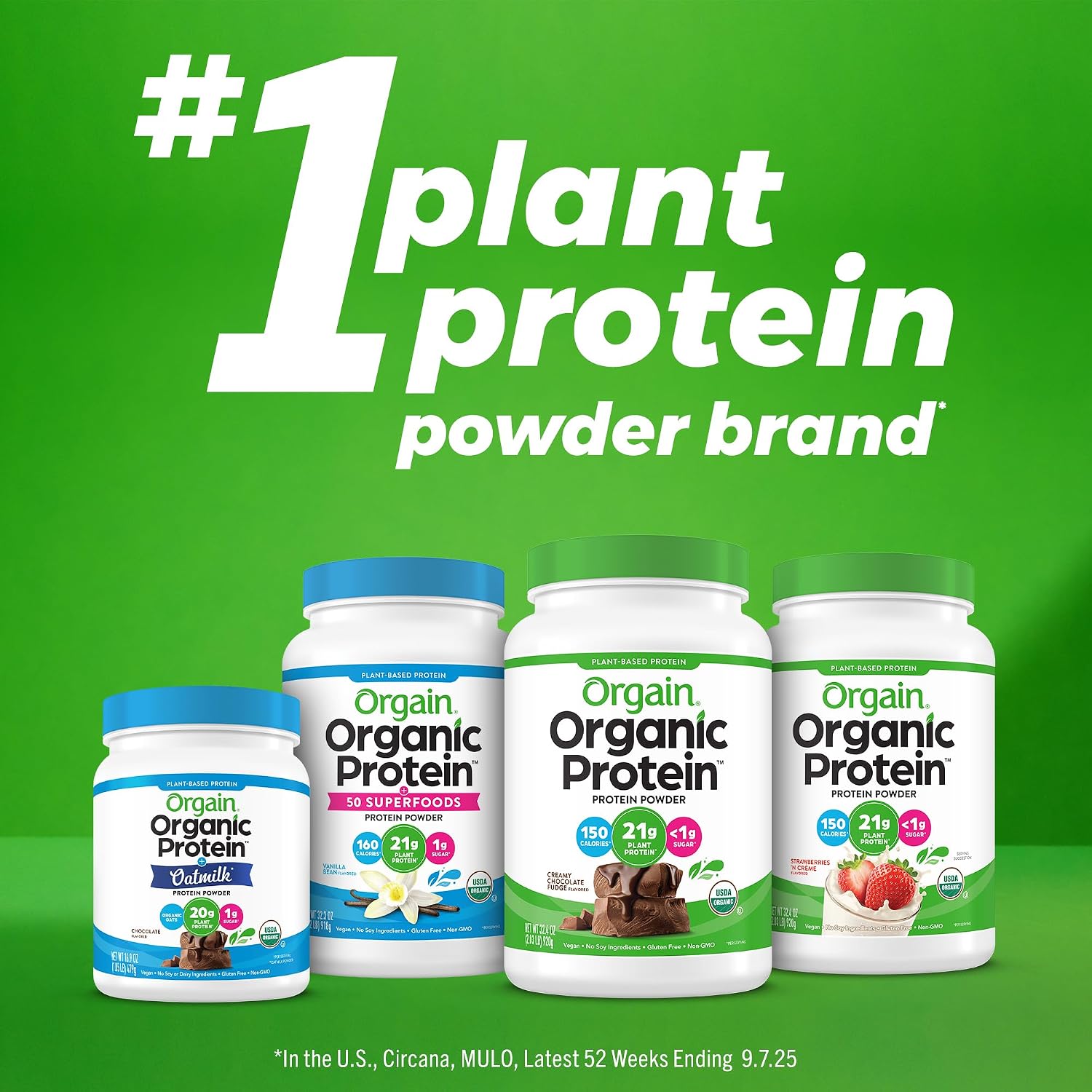 Orgain Organic Plant Based Protein Vanilla Bean 2.03lb – 21g Vegan Protein + 4g Fibre