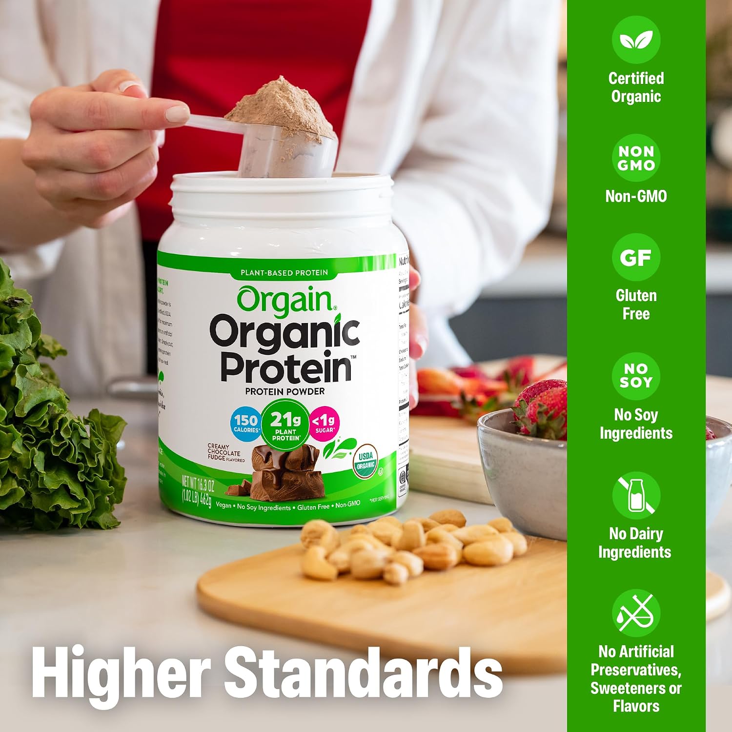 Orgain Organic Plant Based Protein Creamy Chocolate Fudge 2.03lb – 21g Vegan Protein + 7g Fibre