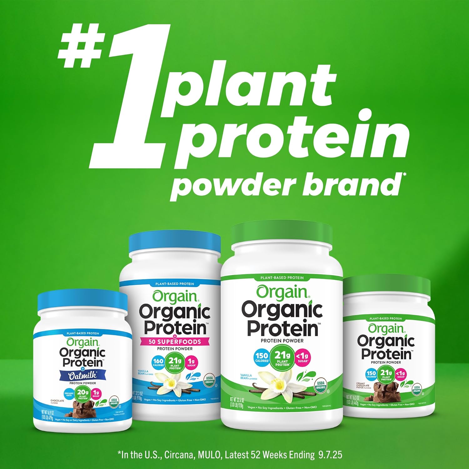 Orgain Organic Plant Based Protein Creamy Chocolate Fudge 2.03lb – 21g Vegan Protein + 7g Fibre