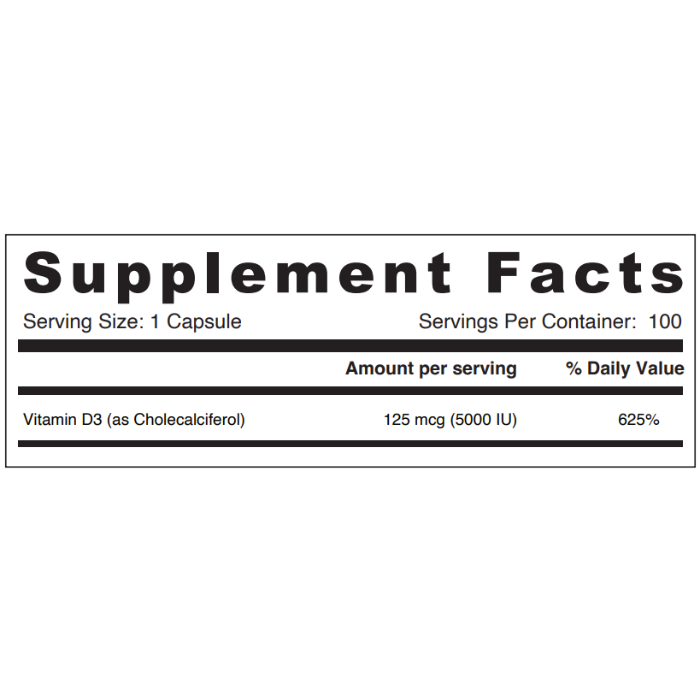 Sunshine Nutrition Vitamin D3 5000 Iu Tablets 100's – Bone, Muscle & Immune Support