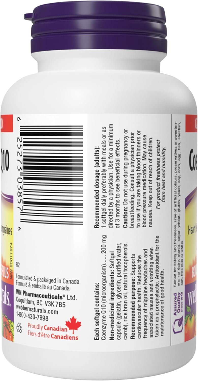 Webber Naturals Coenzyme Q10 Ultra Strength 400mg Softgels For Heart Health, Energy Production & Antioxidant Support