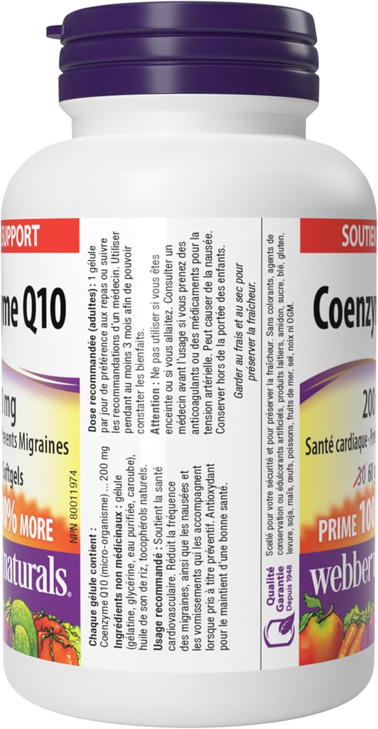 Webber Naturals Coenzyme Q10 Ultra Strength 400mg Softgels For Heart Health, Energy Production & Antioxidant Support