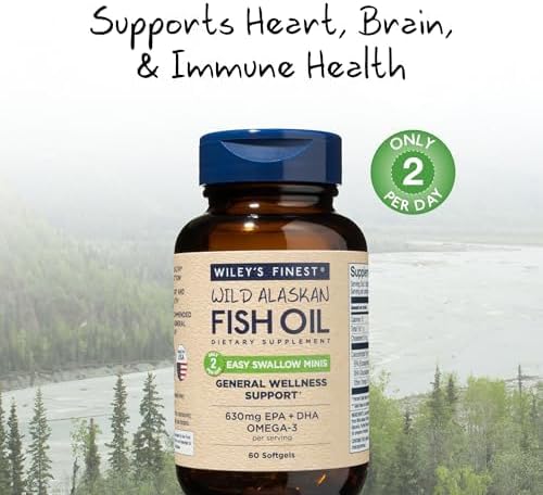 Wiley's Finest Easy Swallow Minis Omega-3 Fish Oil Softgels 60's For Heart, Brain & Eye Health