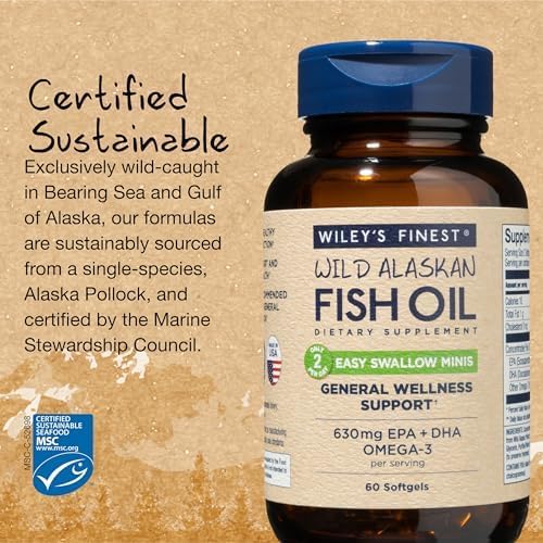 Wiley's Finest Easy Swallow Minis Omega-3 Fish Oil Softgels 60's For Heart, Brain & Eye Health