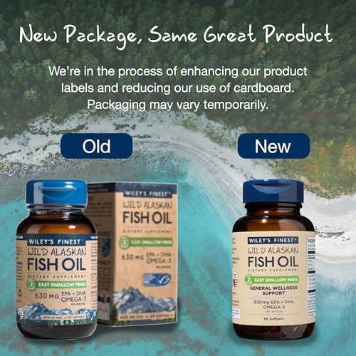 Wiley's Finest Easy Swallow Minis Omega-3 Fish Oil Softgels 60's For Heart, Brain & Eye Health