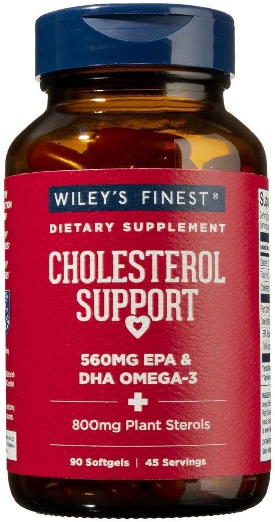 Wiley's Finest Cholesterol Support Omega-3 Softgels 90's For Heart Health & Healthy Cholesterol Levels