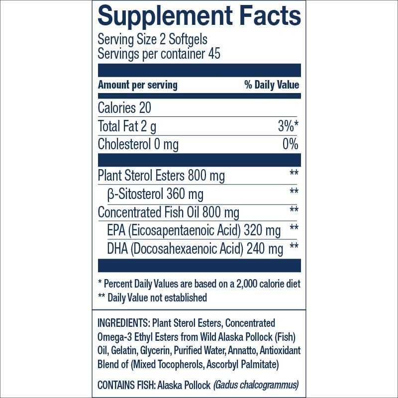 Wiley's Finest Cholesterol Support Omega-3 Softgels 90's For Heart Health & Healthy Cholesterol Levels