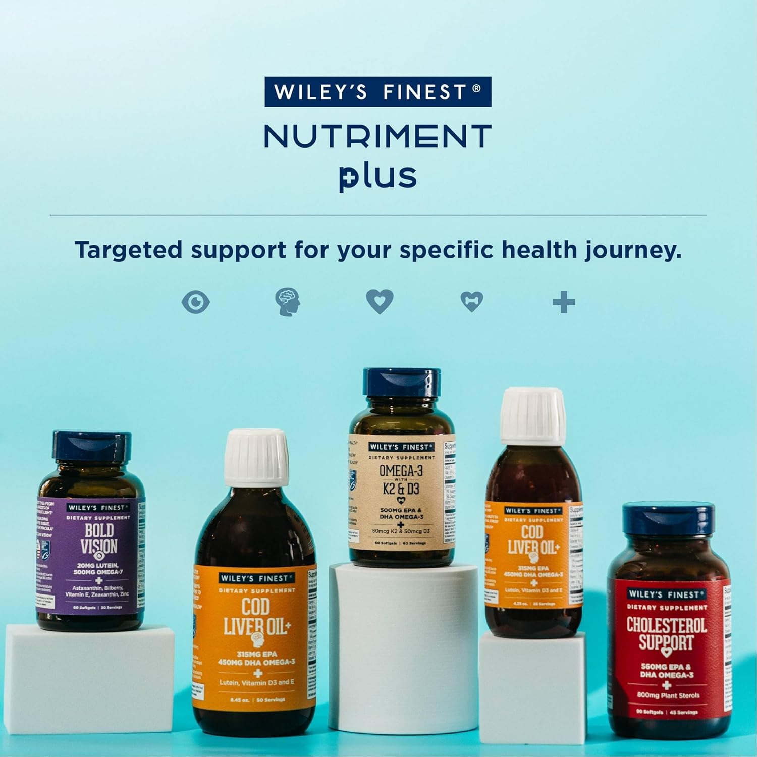 Wiley's Finest Cholesterol Support Omega-3 Softgels 90's For Heart Health & Healthy Cholesterol Levels