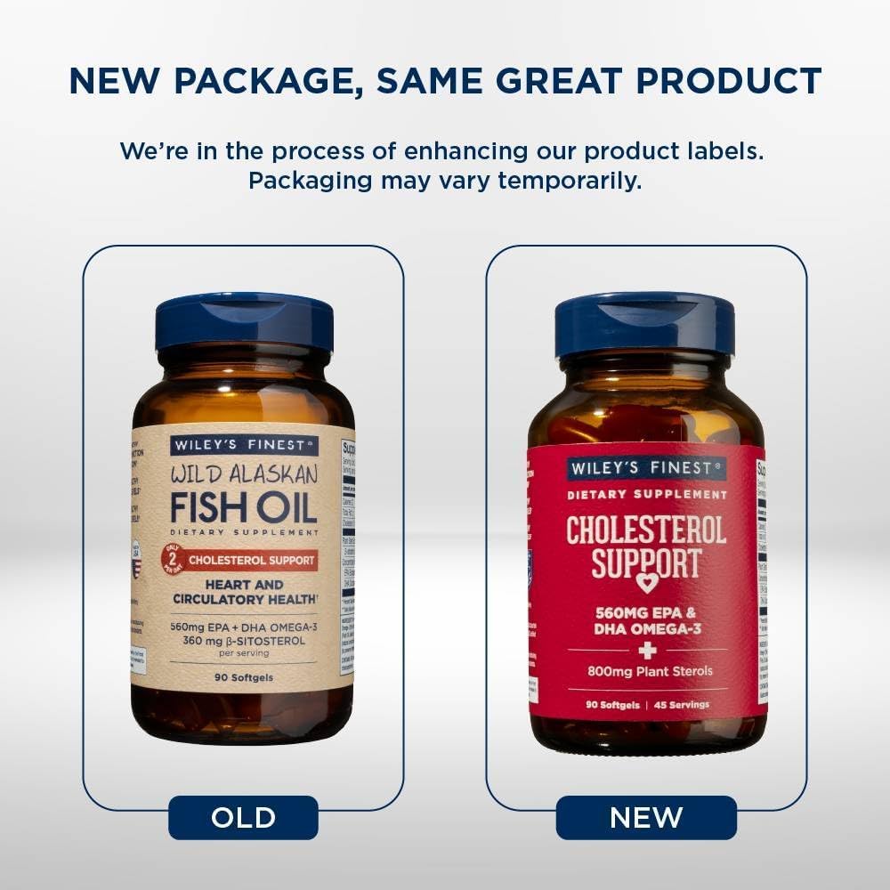 Wiley's Finest Cholesterol Support Omega-3 Softgels 90's For Heart Health & Healthy Cholesterol Levels
