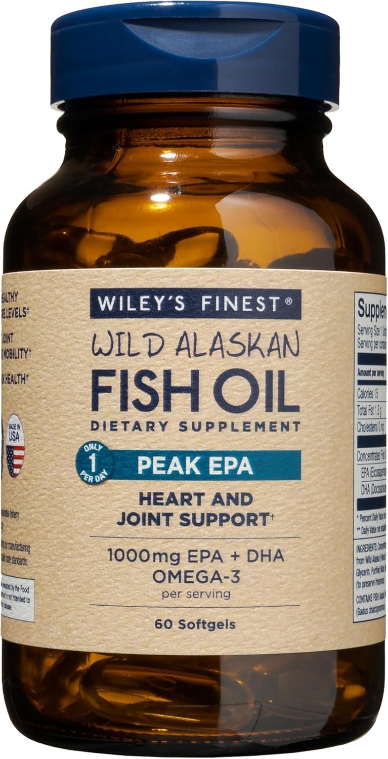 Wiley's Finest Peak Epa Omega-3 Fish Oil Softgels 60's For Heart, Joint & Cardiovascular Health