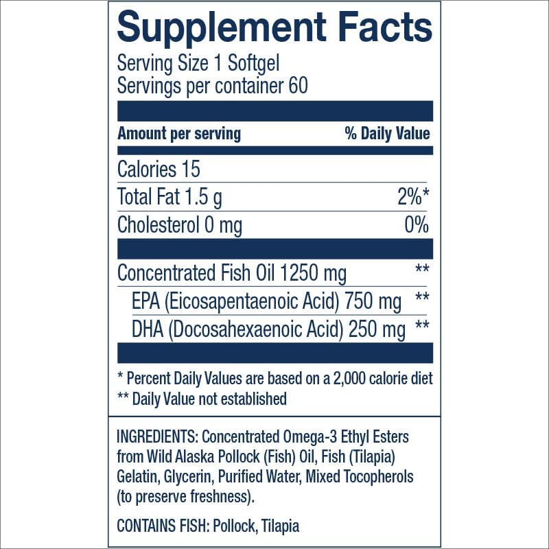 Wiley's Finest Peak Epa Omega-3 Fish Oil Softgels 60's For Heart, Joint & Cardiovascular Health