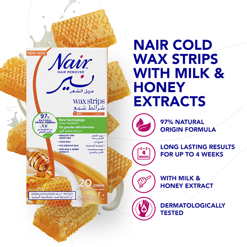 Nair Wax Strips Hair Removal Milk & Honey (nh3591)