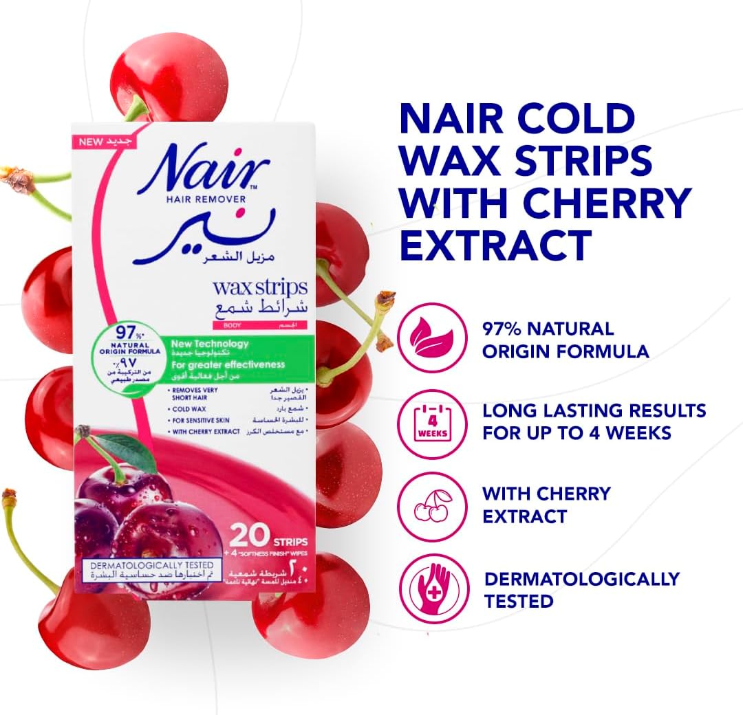 Nair Hair Removal Body Wax Strips Cherry 20's