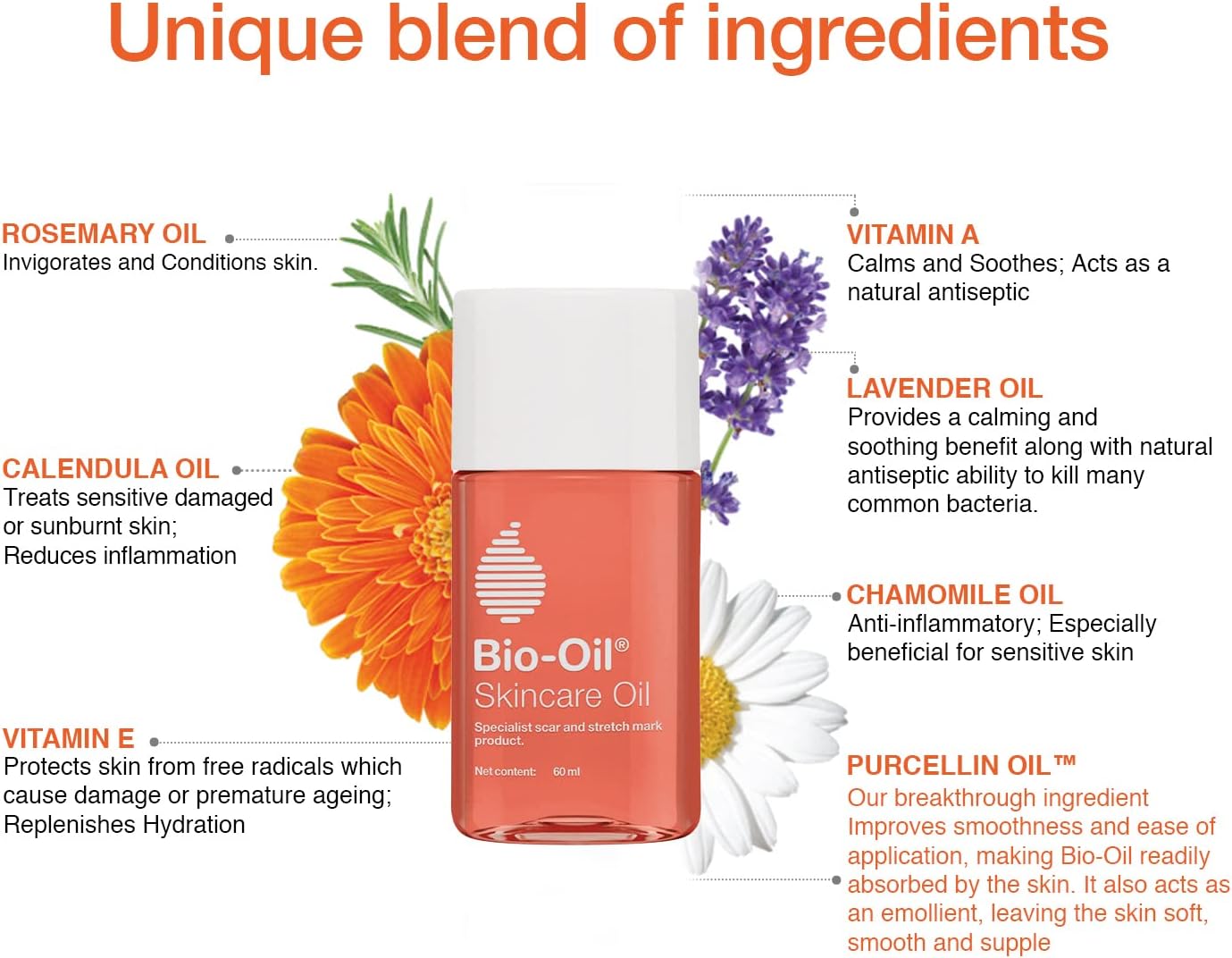Bio-oil Skincare Oil For Scars, Stretch Marks & Uneven Skin Tone 60ml