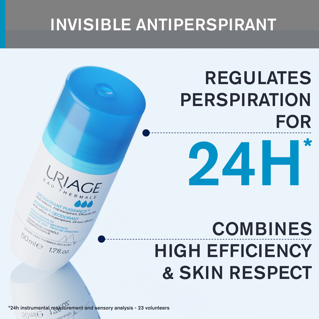 Uriage Power 3 Deodorant Roll-on For Long-lasting Odour Control 50ml