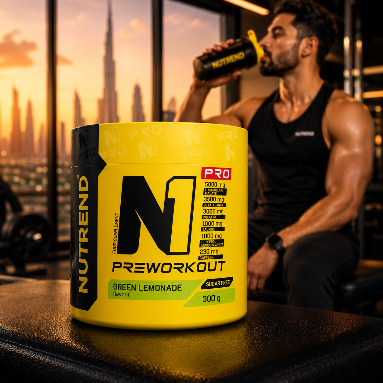 N1 PRO Pre Workout Green Lemonade 300g Sugar Free Pre Workout NUTREND