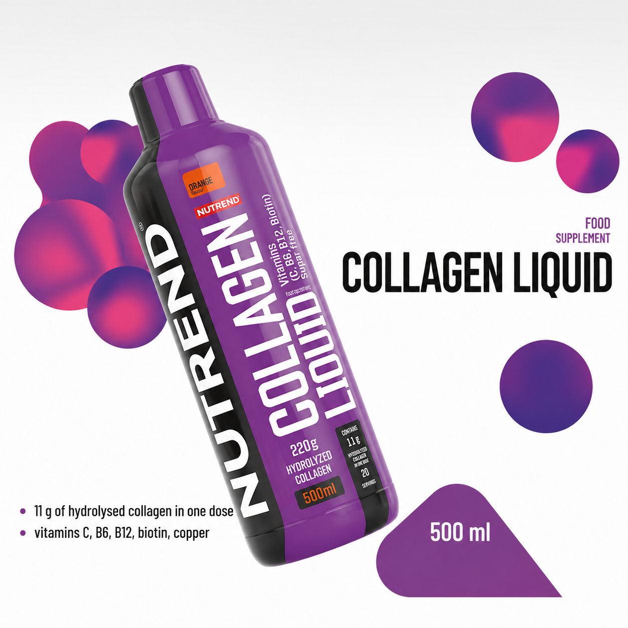 Collagen Liquid Biotin + Vit C, B6, B12 500ml Beauty & Skin Support Supplement NUTREND
