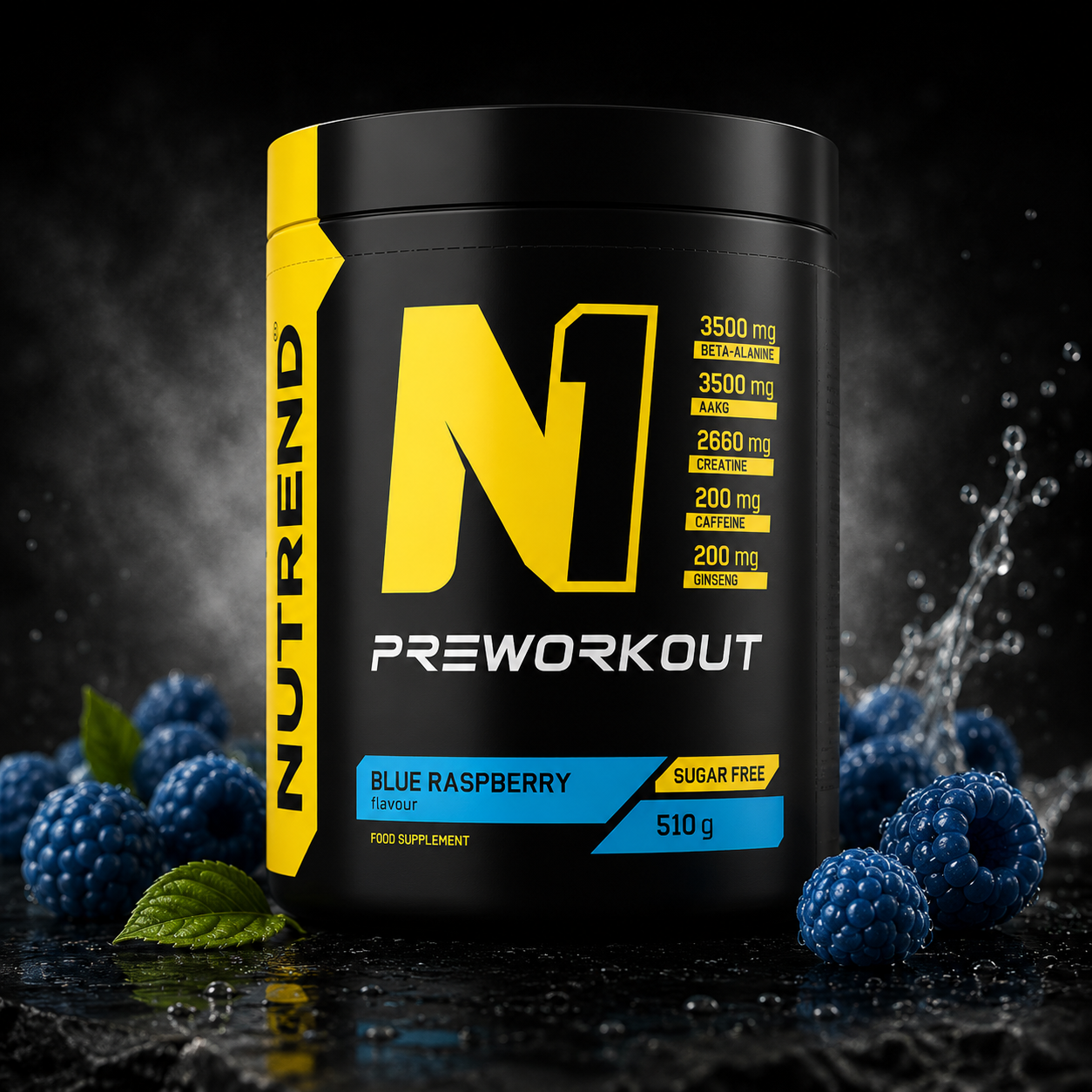 N1 Pre Workout Blue Raspberry 510g High Energy Pre Workout NUTREND