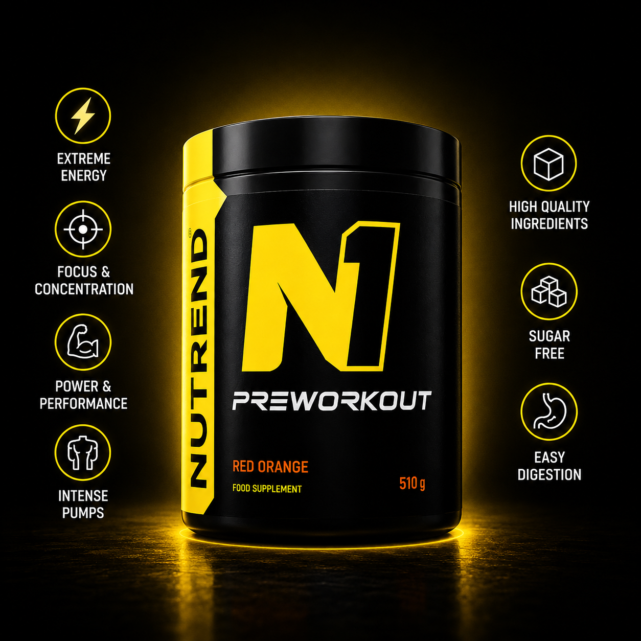 N1 Pre Workout Red Orange 510g High Energy Pre Workout NUTREND