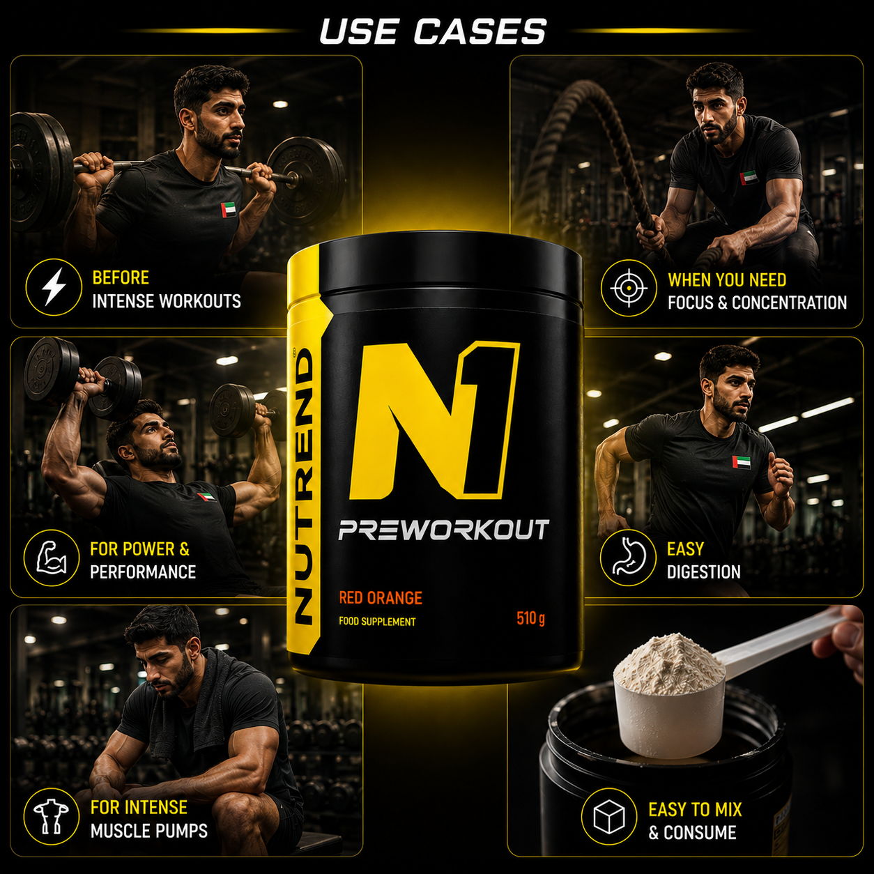 N1 Pre Workout Red Orange 510g High Energy Pre Workout NUTREND