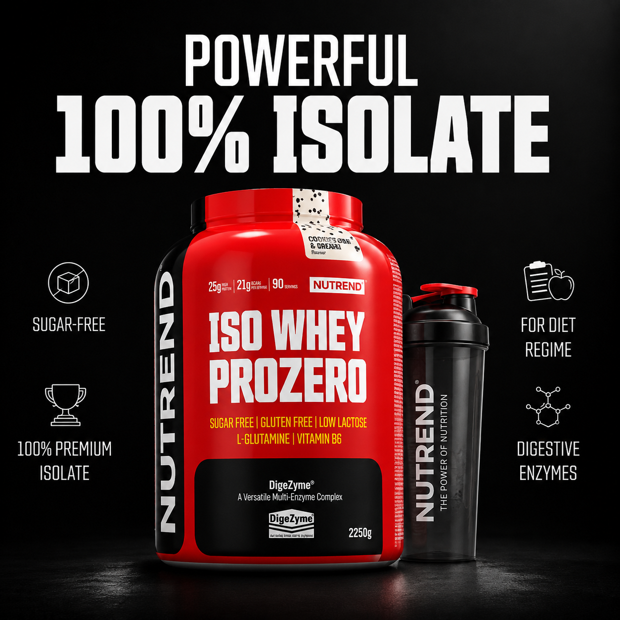 ISO Whey ProZero Cookies Cream 2250g Whey Protein Isolate NUTREND