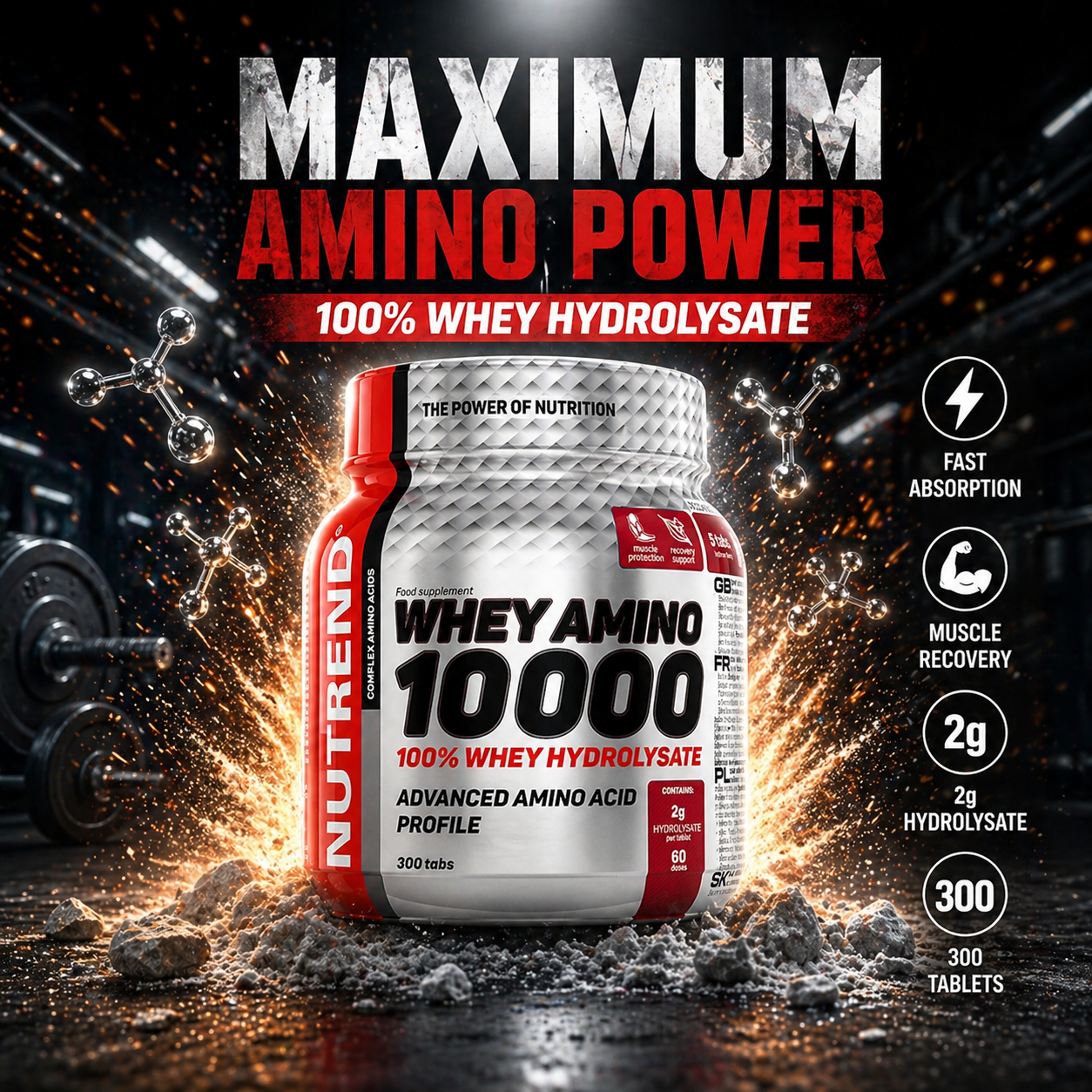 Whey Amino 10000 300 Tabs Amino Acid Supplement NUTREND