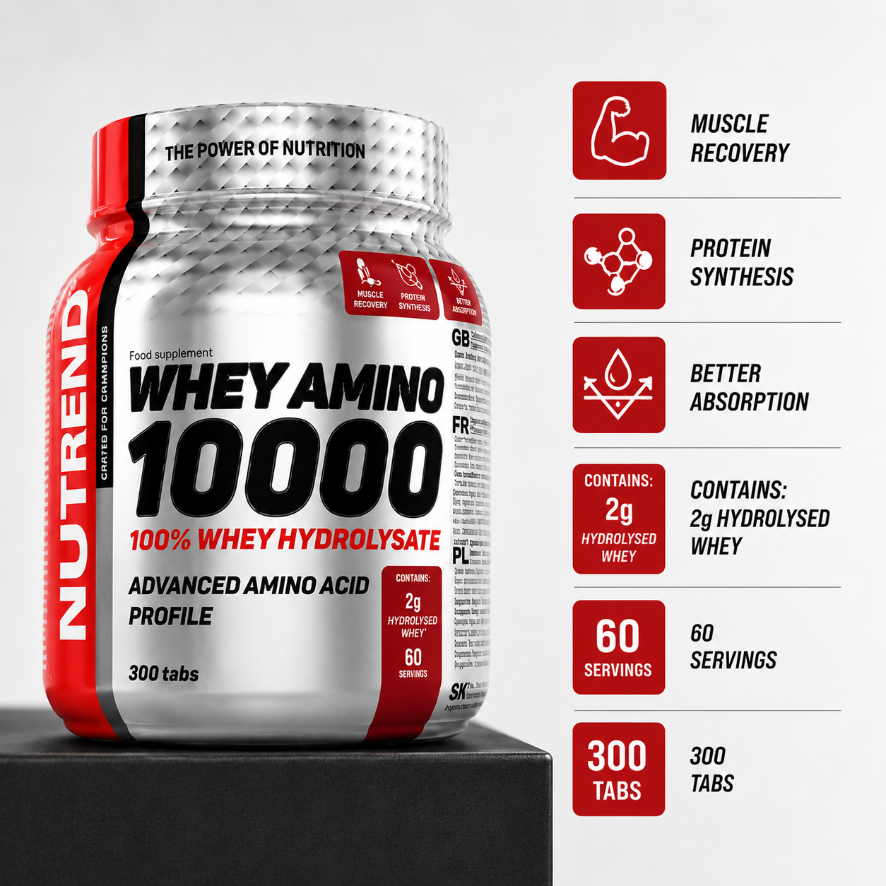 Whey Amino 10000 300 Tabs Amino Acid Supplement NUTREND