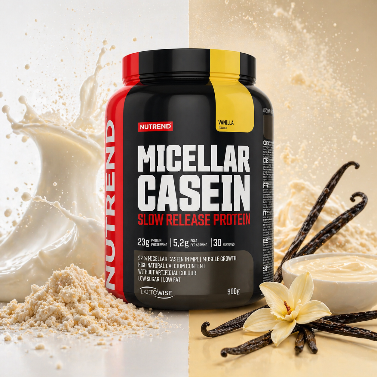 Micellar Casein Vanilla 900g Slow Release Casein Protein NUTREND