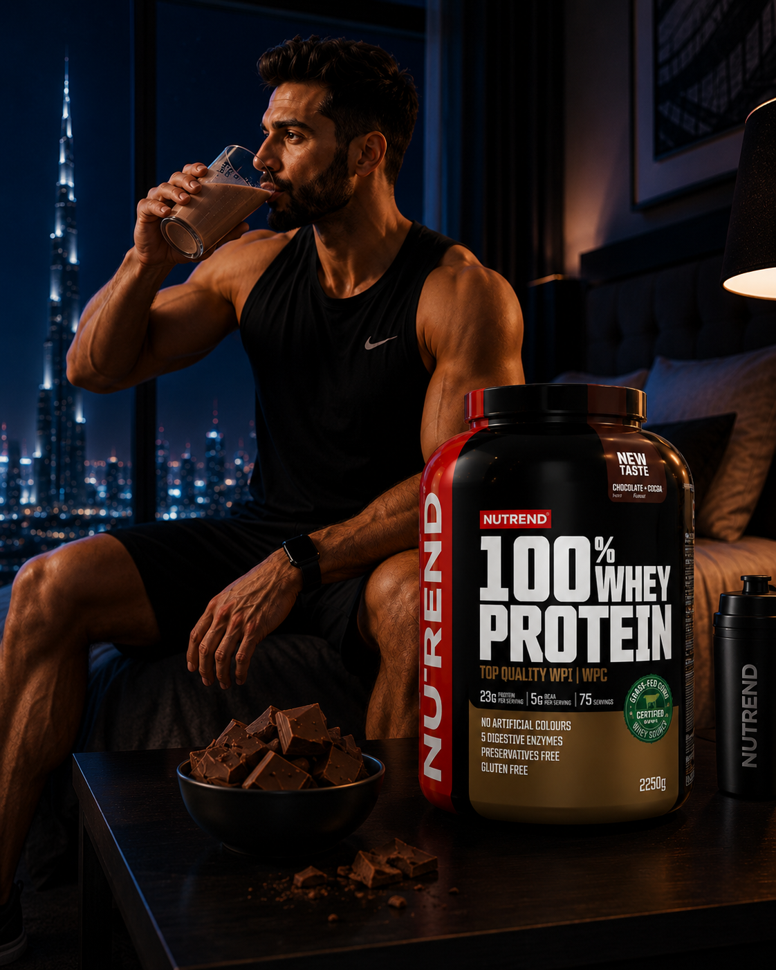 100% Whey Protein Chocolate + Cocoa 2250g Whey Protein Powder NUTREND