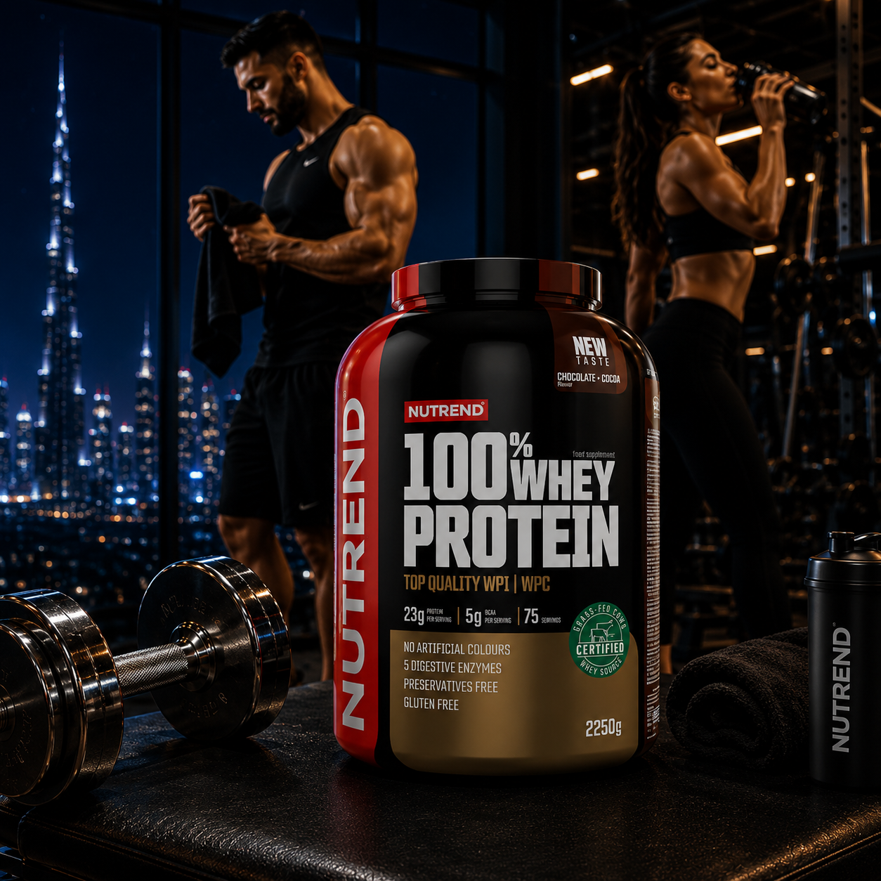 100% Whey Protein Chocolate + Cocoa 2250g Whey Protein Powder NUTREND