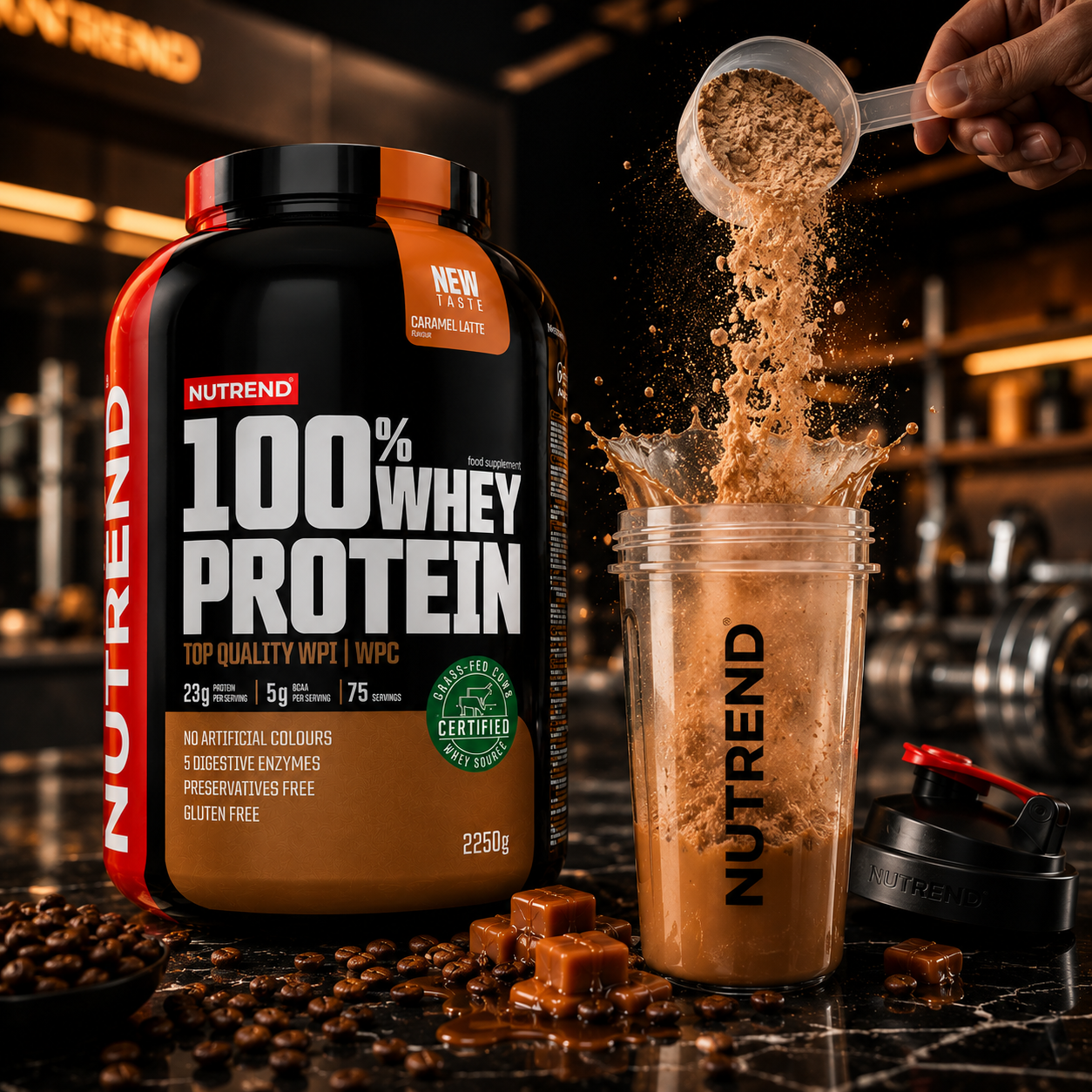 100% Whey Protein Caramel Latte 2250g Whey Protein Powder NUTREND