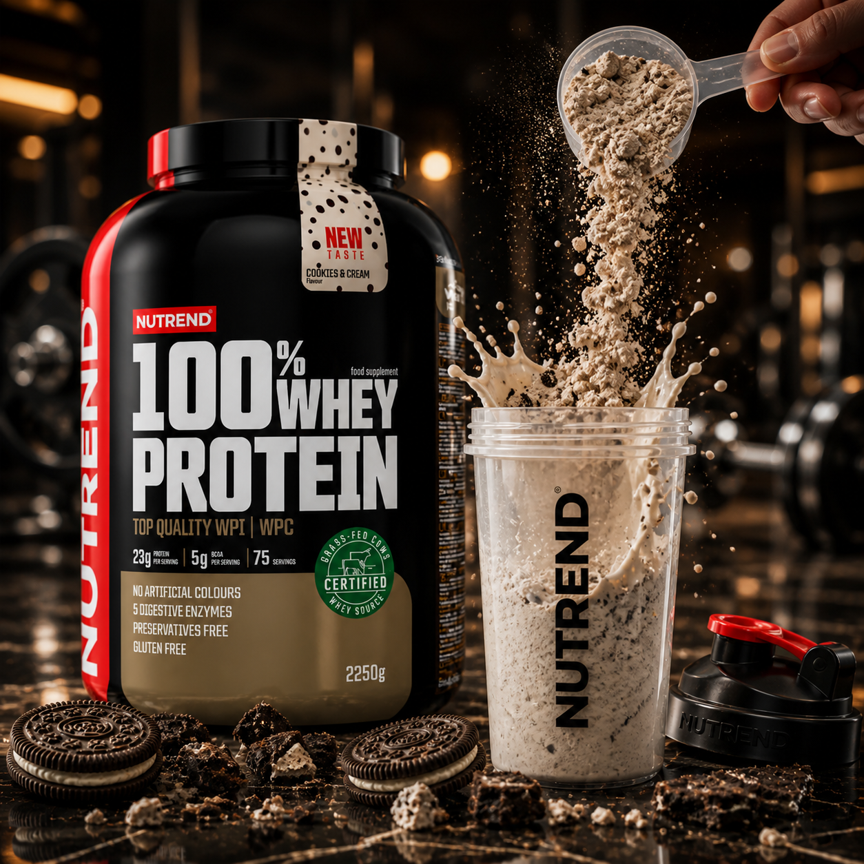 100% Whey Protein Cookies Cream 2250g Whey Protein Powder NUTREND