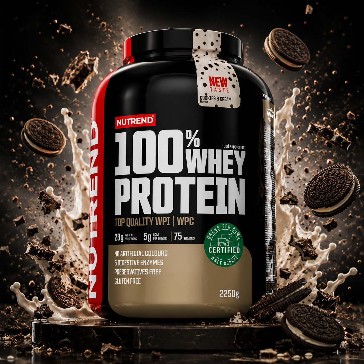 100% Whey Protein Cookies Cream 2250g Whey Protein Powder NUTREND