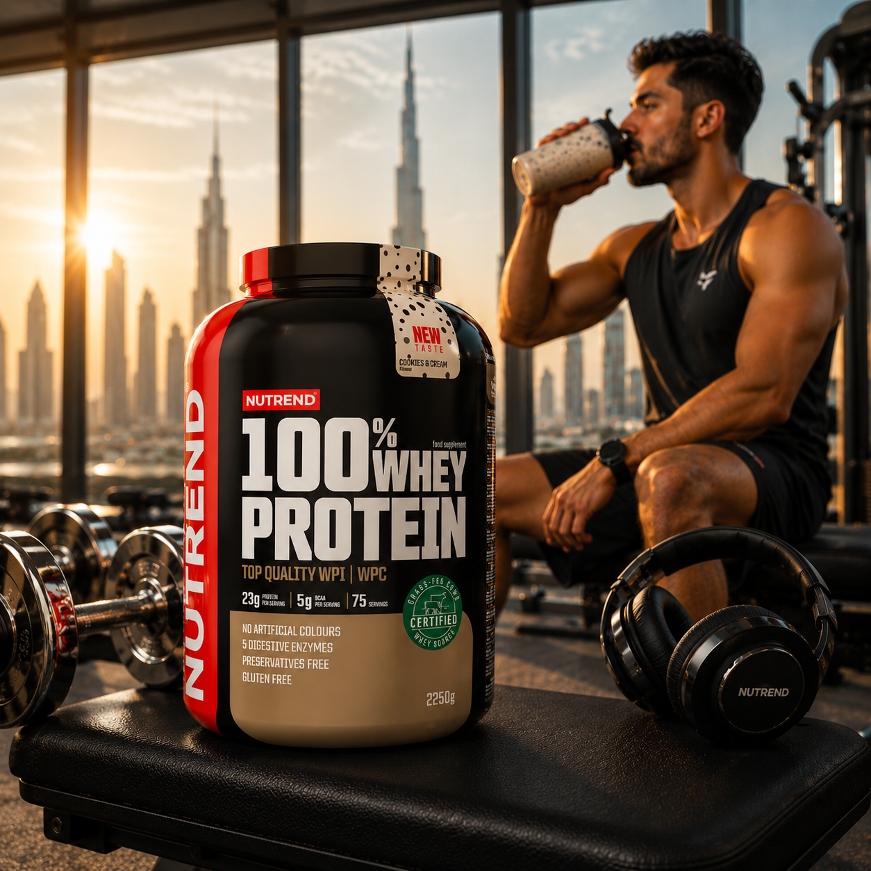 100% Whey Protein Cookies Cream 2250g Whey Protein Powder NUTREND