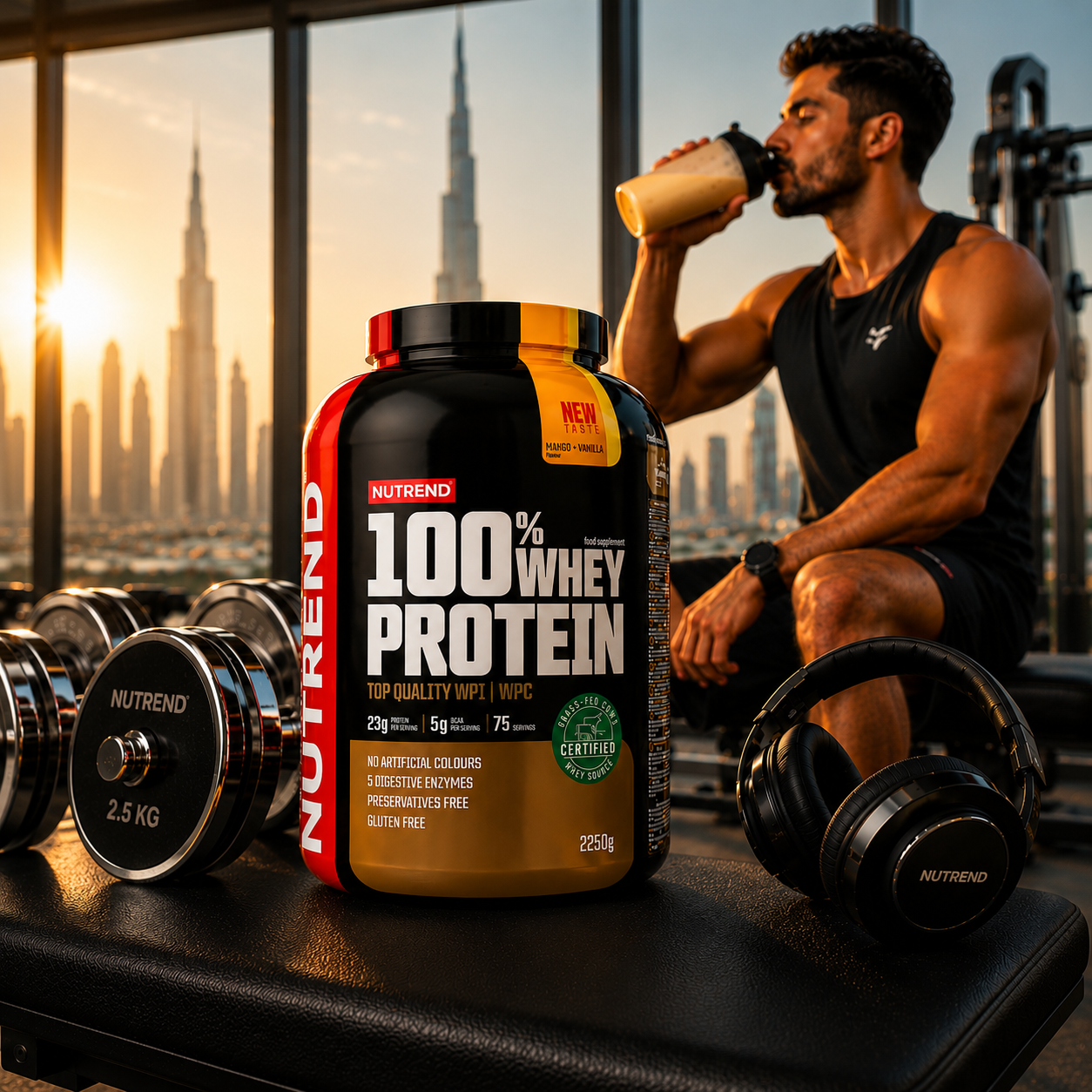 100% Whey Protein Mango + Vanilla 2250g Whey Protein Powder NUTREND
