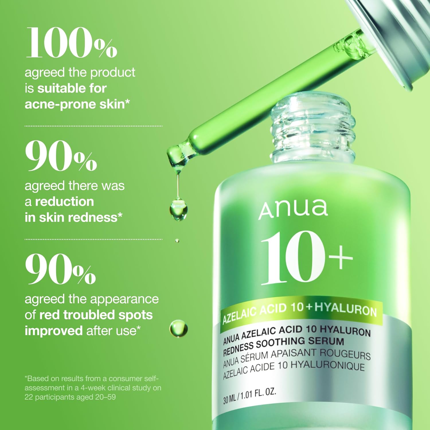 Anua Azelaic Hyaluron Soothing Serum 30ml For Redness Relief, Hydration & Skin Brightening