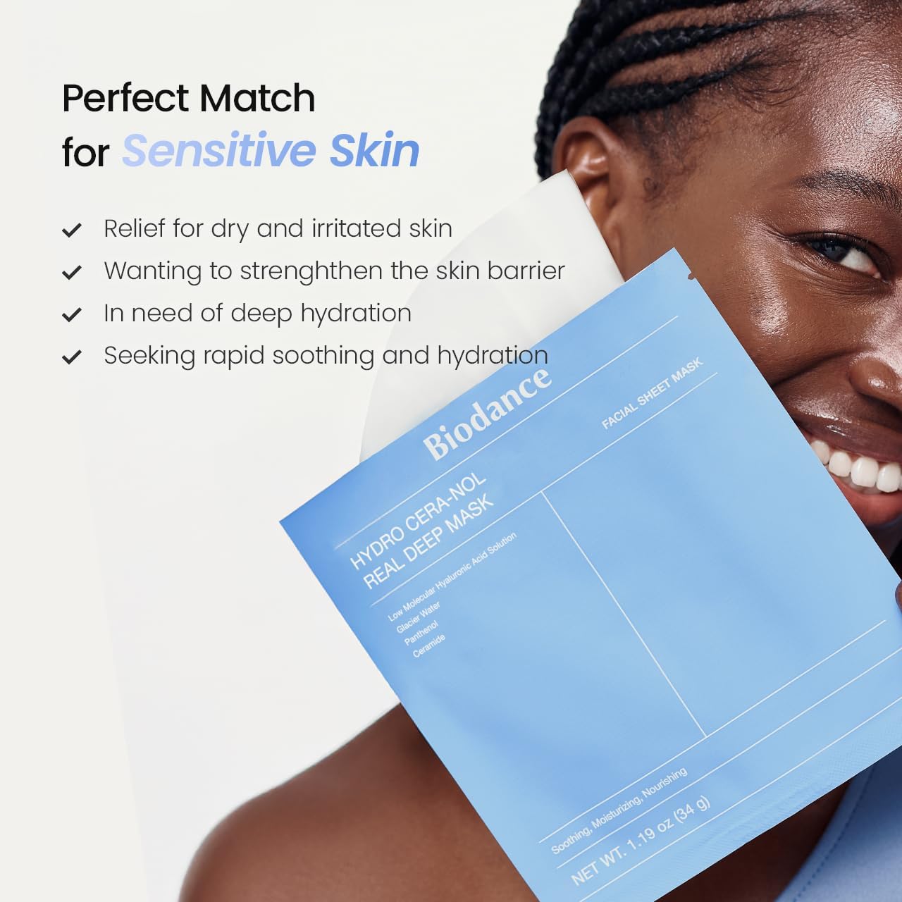 Biodance Hydro Cera-nol Real Deep Mask 4 Sheets For Intense Hydration & Skin Barrier Repair