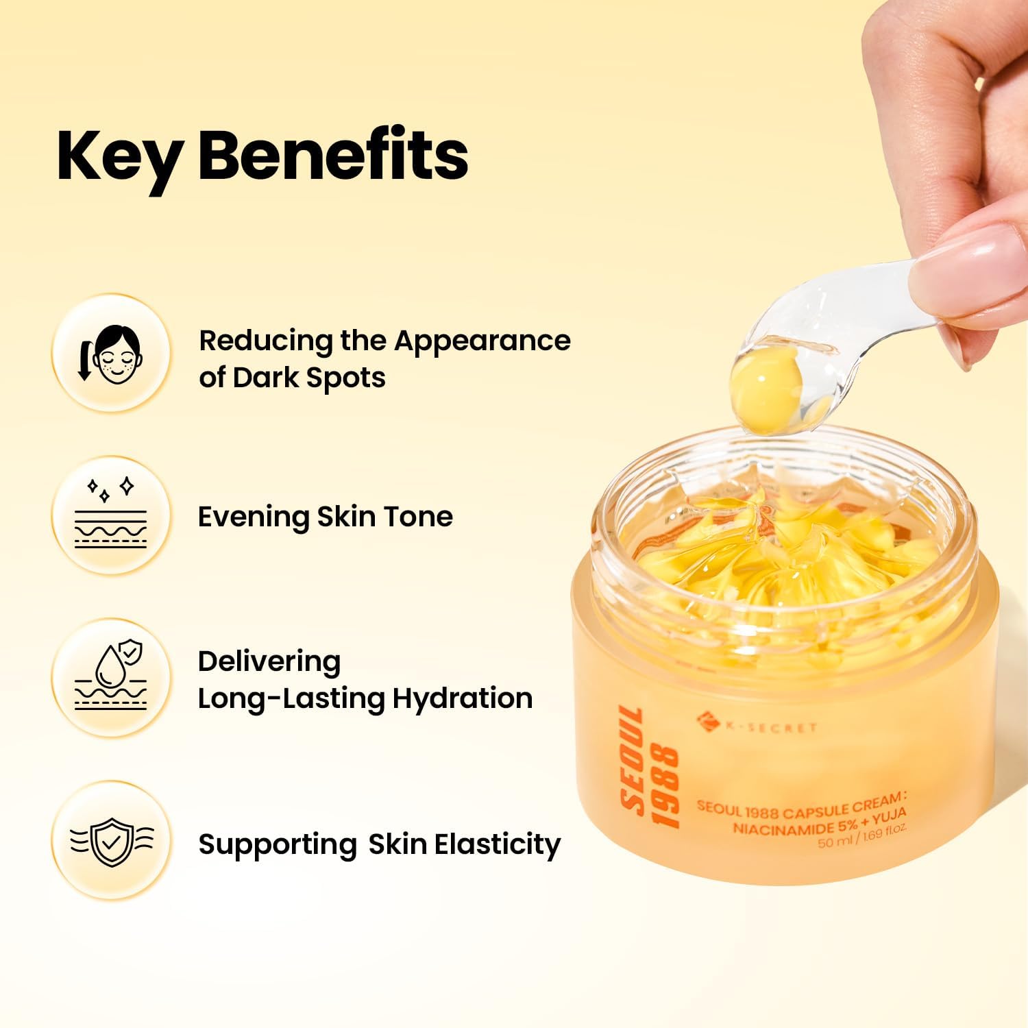 K-secret Seoul 1988 Capsule Cream Niacinamide 5% + Yuja 50ml For Brightening, Even Skin Tone & Radiance