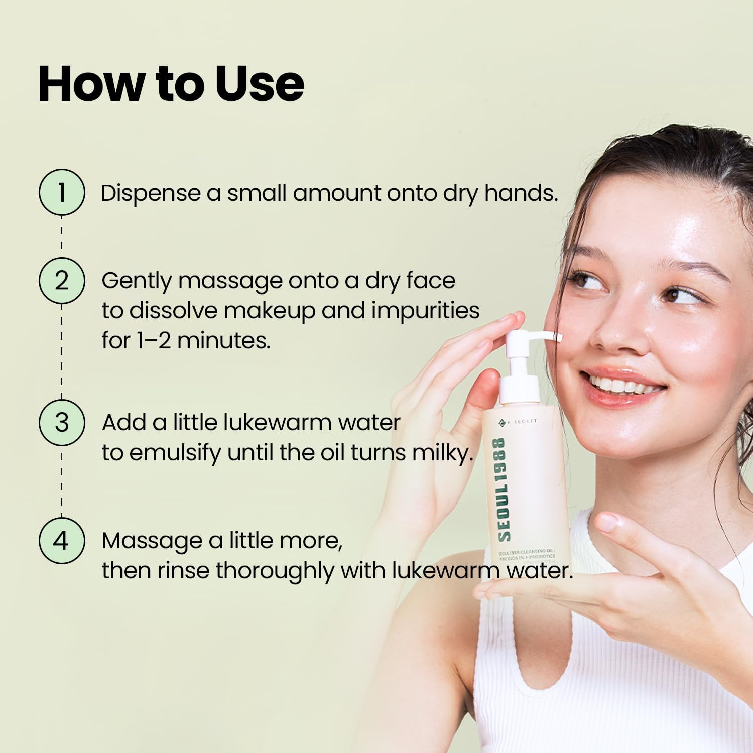 K-secret Seoul 1988 Cleansing Oil Pine Cica 1% + Probiotics 200ml For Makeup Removal, Deep Cleansing & Skin Barrier Care