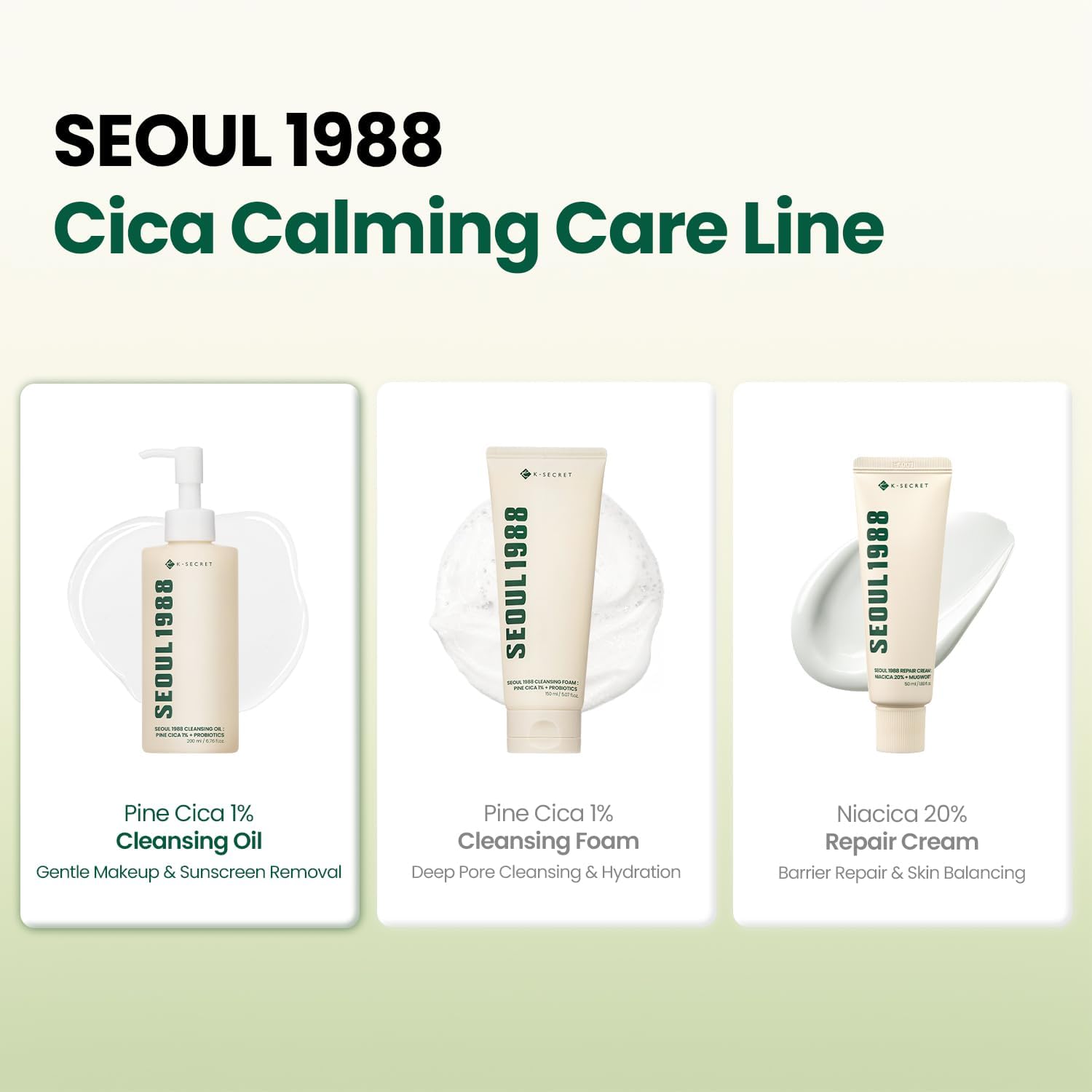 K-secret Seoul 1988 Cleansing Oil Pine Cica 1% + Probiotics 200ml For Makeup Removal, Deep Cleansing & Skin Barrier Care